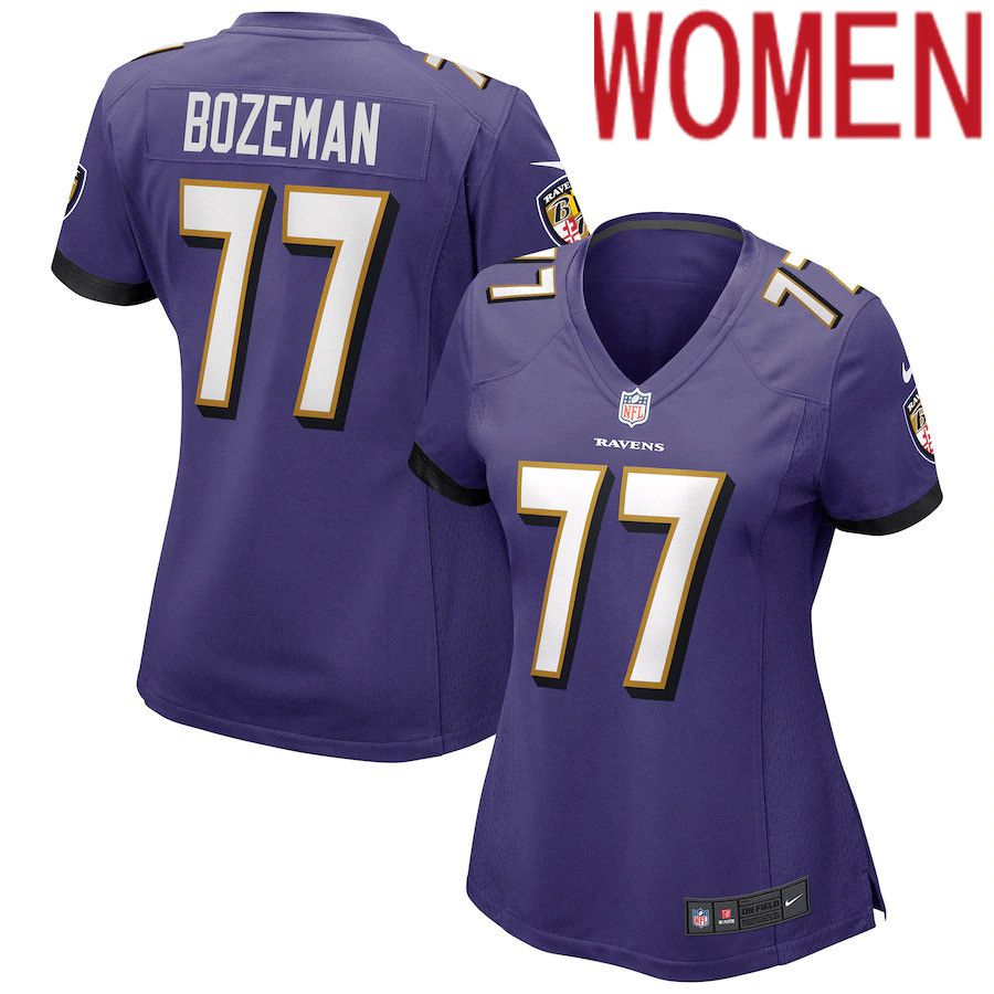 Women Baltimore Ravens #77 Bradley Bozeman Nike Purple Game NFL Jersey->women nfl jersey->Women Jersey